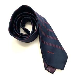 Vintage Oleg Cassini Blue & Red Striped Thin Sateen Tie
